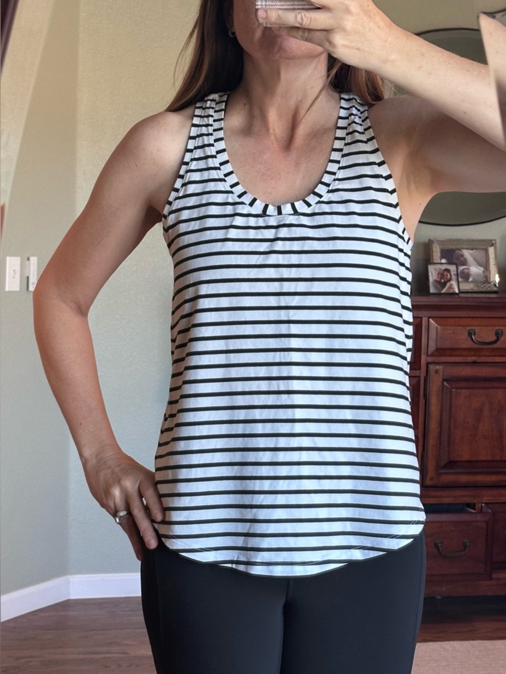 Lululemon Size 8 Black & White Striped Love Tank Top